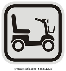scooter, black vector icon, black and gray frame