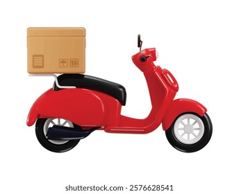 Scooter with Box Delivery Courier service icon concept of Time to shopping fast delivery icon vector illustration