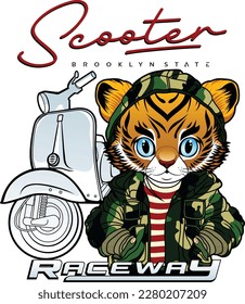 scooter boy, vector animal cartoon illustration design graphic printing