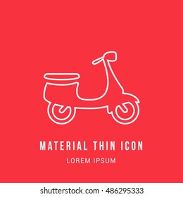 Scooter Bright red material designed line thin flat icon / logo