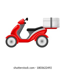 Scooter Carrying Parcel as Shopping Logistics Vector Illustration