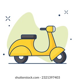 Scooter Cartoon Vector Icon Illustration. Motorcycle Vehicle Icon Concept Isolated Premium Vector. Flat Cartoon Style