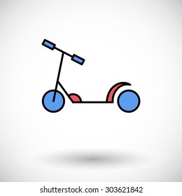 Scooter child thin line flat vector related icon set for web and mobile applications. It can be used as - logo, pictogram, icon, infographic element. Vector Illustration. 