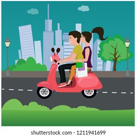 Scooter With Cityscape 