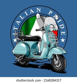 Scooter Classic And Flag Of Italy (2)