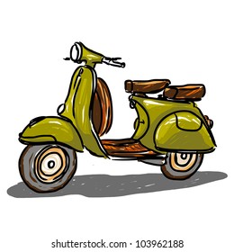 Scooter classic style ; vector illustration