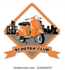 Scooter Club Orange Badge Cute