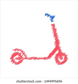 Scooter Colored doodle sketch scribble of a Scooter line art vector design on white background