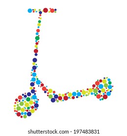 Scooter consist of dots on the gray backdrop