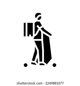 scooter courier glyph icon vector. scooter courier sign. isolated symbol illustration