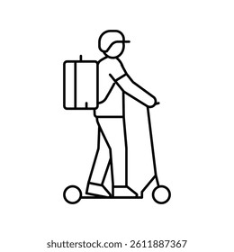 scooter courier line icon vector. scooter courier sign. isolated contour symbol black illustration