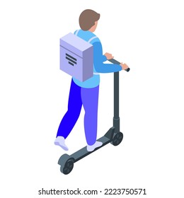 Scooter deliver icon isometric vector. Courier delivery. Fast express