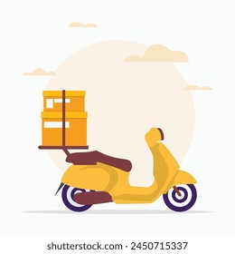 Scooter delivery with boxes flat illustration