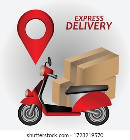 Scooter delivery concept. Online delivery service. Express delivery vector illustration.