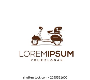 scooter delivery food logo design silhouette