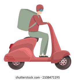 Scooter delivery icon cartoon vector. Man courier. Food service