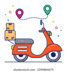 Scooter delivery icon, editable vector

