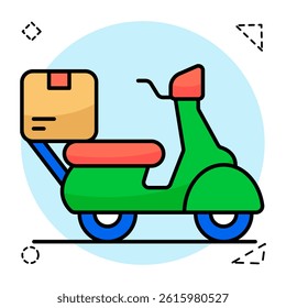 Scooter delivery icon, editable vector