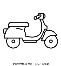 Scooter delivery icon. Outline scooter delivery vector icon for web design isolated on white background