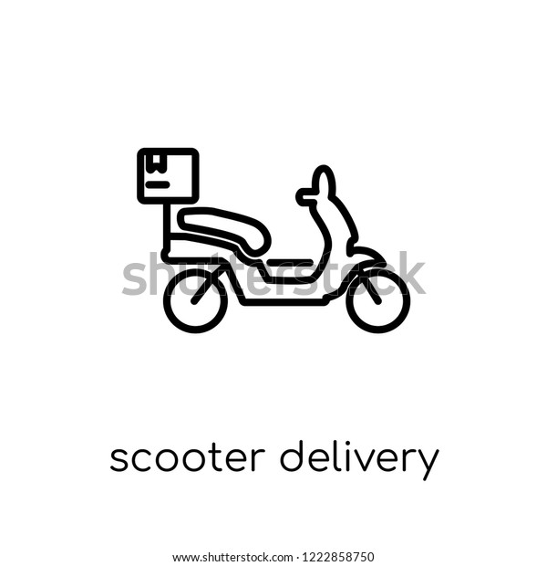 scooter delivery\
icon. Trendy modern flat linear vector scooter delivery icon on\
white background from thin line Delivery and logistic collection,\
outline vector\
illustration