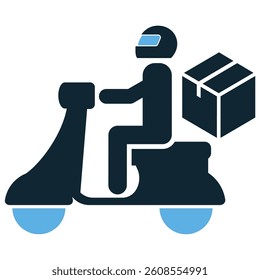 Scooter delivery icon vector for shipping, courier, express service, and transportation. Perfect for fast delivery, logistics, and urban mobility concepts.