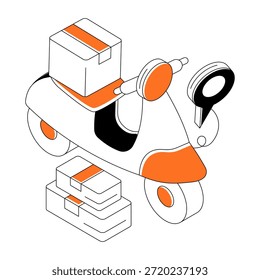 Ilustración de entrega de scooter, Vector editable