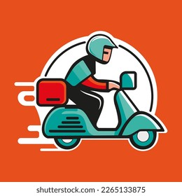 Logo de entrega Scooter diseño simple y plano. Ilustración del vector