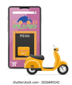 scooter delivery of online orders vector illustration isolated on white background
