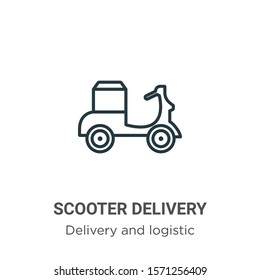 Scooter delivery outline vector icon. Thin line black scooter delivery icon, flat vector simple element illustration from editable delivery and logistic concept isolated on white background