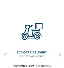 icono vector de contorno de entrega de scooter. ilustración de elemento simple. icono de esquema de entrega de scooter a partir del concepto de entrega editable. se puede usar para web y móvil
