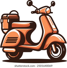scooter delivery service cartoon illustration