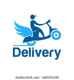 Scooter Delivery Silhouette Logo Template Stock Vector (Royalty Free ...