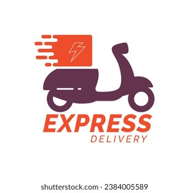 scooter delivery silhouette, logo template. Vector illustration