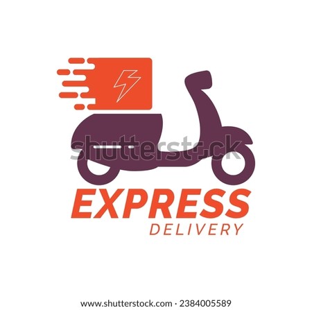 scooter delivery silhouette, logo template. Vector illustration
