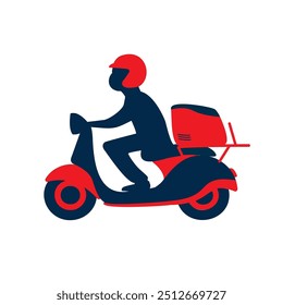 Scooter, transporte de entrega en diseño plano