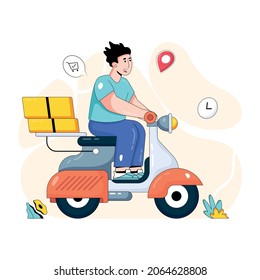 A scooter delivery vector in flat style