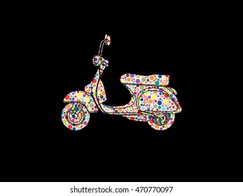 Scooter designed using colorful halftone graphic vector