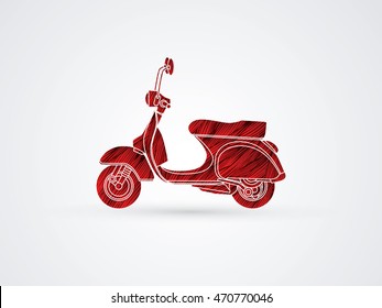 Scooter designed using red grunge brush graphic vector