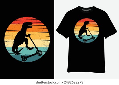 Scooter Dinosaur T-rex Stunt Design T-shirt