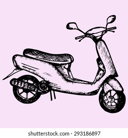 scooter, doodle style, sketch illustration