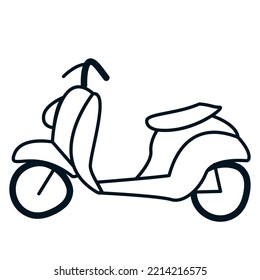 Scooter in doodle style. Vector illustration of hand-drawn