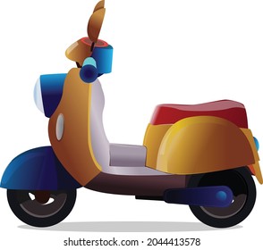 scooter drawing cartoon and comic style with light and shades