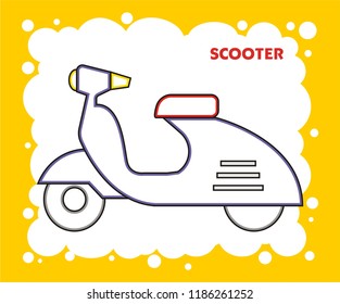 SCOOTER DRAWING COLORING PAGE VECTOR ILLUSTRATION