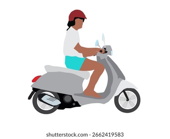 Vespa con una ilustración de entrega del conductor
