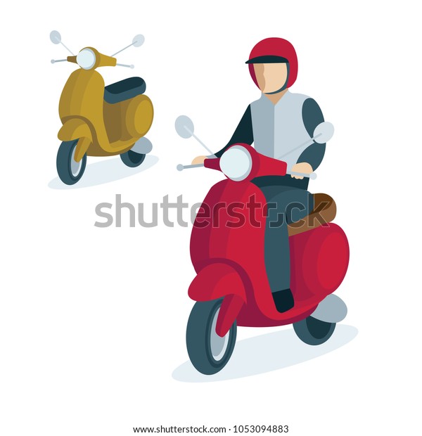 Scooter Scooter Driver Helmet Trendy Electric Image Vectorielle De Stock Libre De Droits