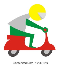 scooter driver, symbol, vector color icon