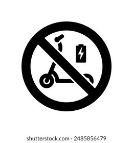 Scooter or electric scooter icon. A street vehicle for moving around the city. Traveling and riding an electric scooter is prohibited. Personal mobility device. Speed ​​or route attribute.