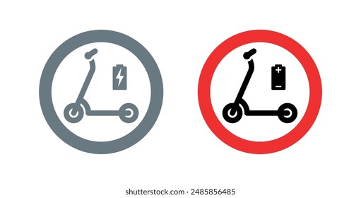 Scooter or electric scooter icon. A street vehicle for moving around the city. Traveling and riding an electric scooter is prohibited. Personal mobility device. Speed ​​or route attribute.