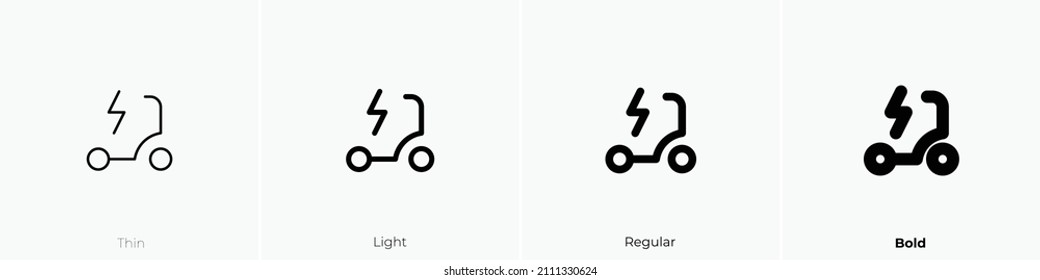 Elektro-Roller-Symbol. Thin, hellrosa und feines Design einzeln auf weißem Hintergrund