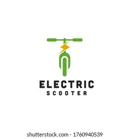 Scooter electric modern logo, green e-scooters outdoor, vector for company logo design.